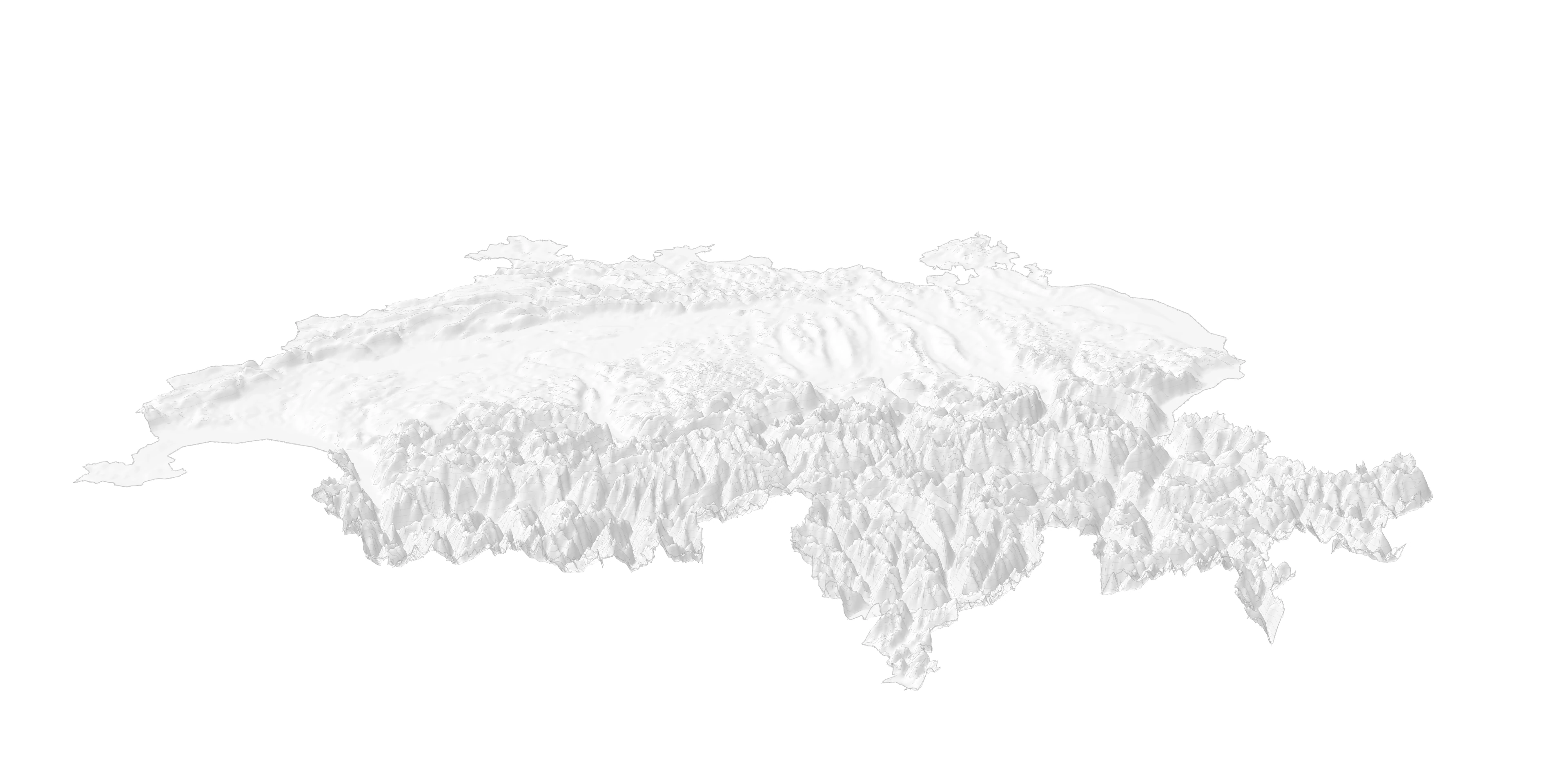 Swiss terrain with Geneva, Lausanne, Bern, Basel, Zurich and Solothurn